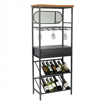 Bottle rack Industrial Crystal Spruce wood and wrought iron Fir wood (68 x 37 x 165 cm)