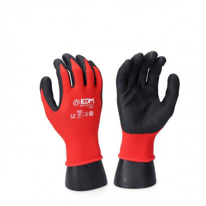 Work Gloves EDM Polyester Construction Red Latex