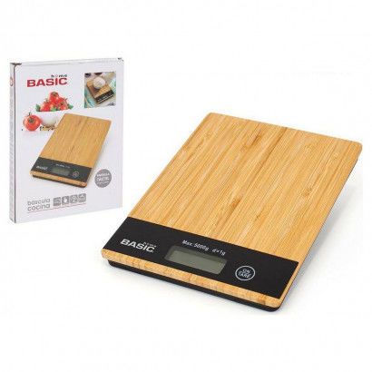 bilancia da cucina Basic Home Basic Digitale Quadrato Bambù (20,3 x 15,3 x 1,8 cm)