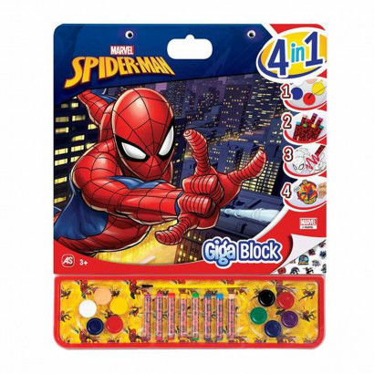 Blocco con Disegni da Colorare Spiderman Giga Block 4 in 1 35 x 41 cm